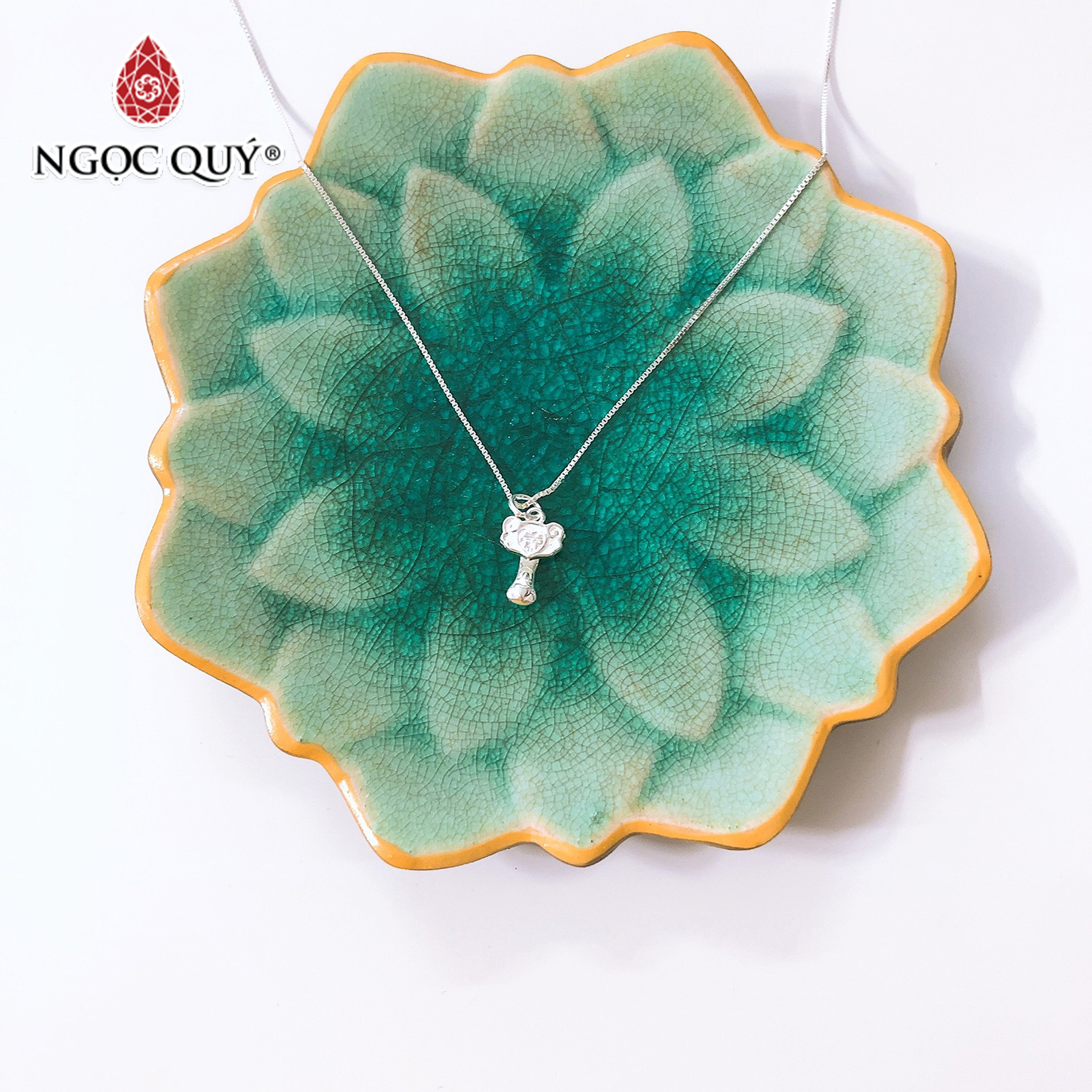 Dây chuyền bạc mặt ruyi gậy như ý treo - Ngọc Quý Gemstones