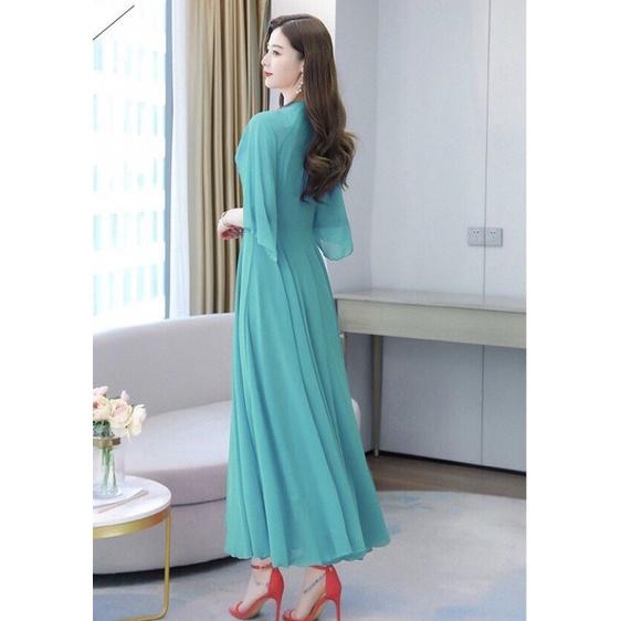 ĐẦM MAXI XẾP LI TAY CÁNH TIÊN