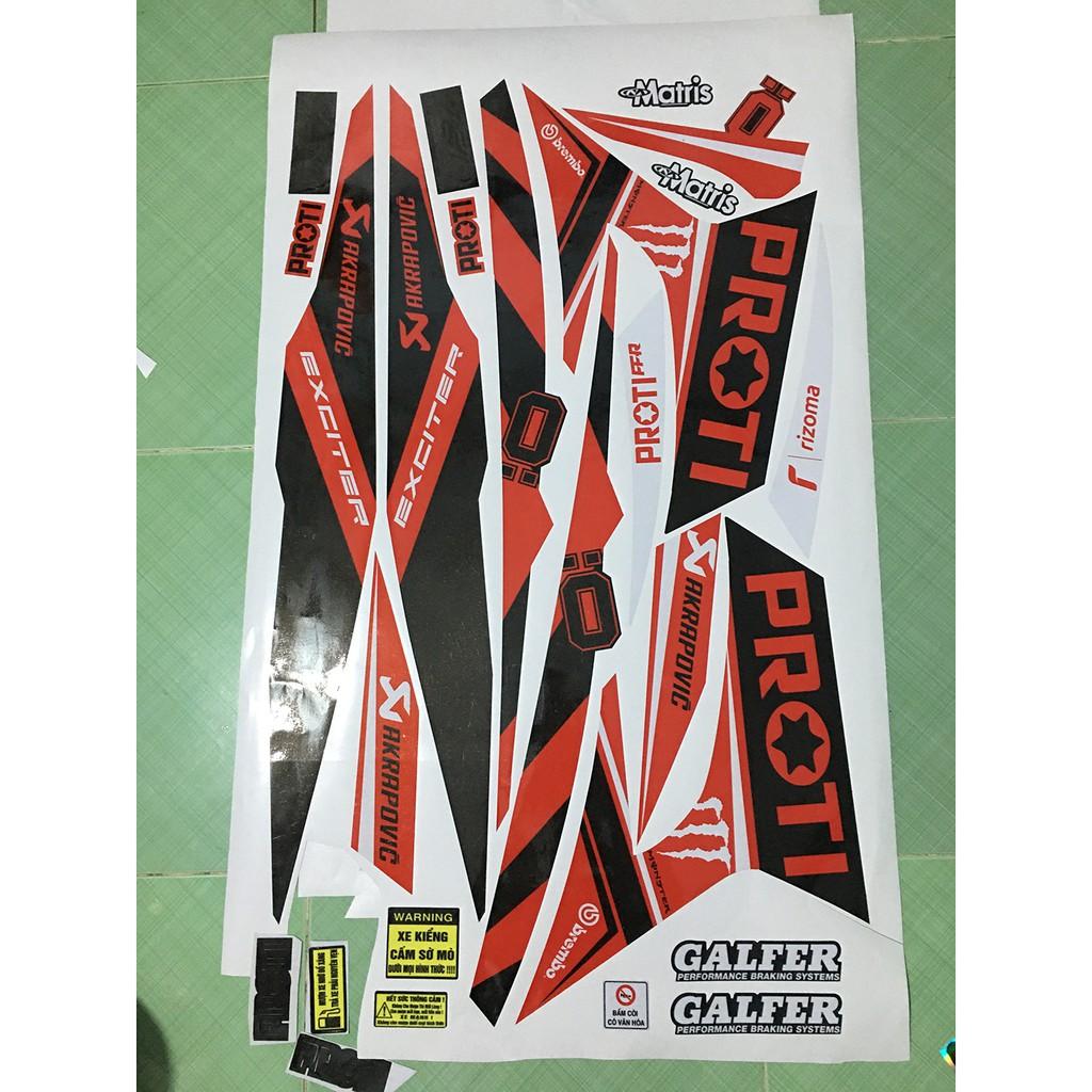 Tem rời exciter 150 đỏ đen proti