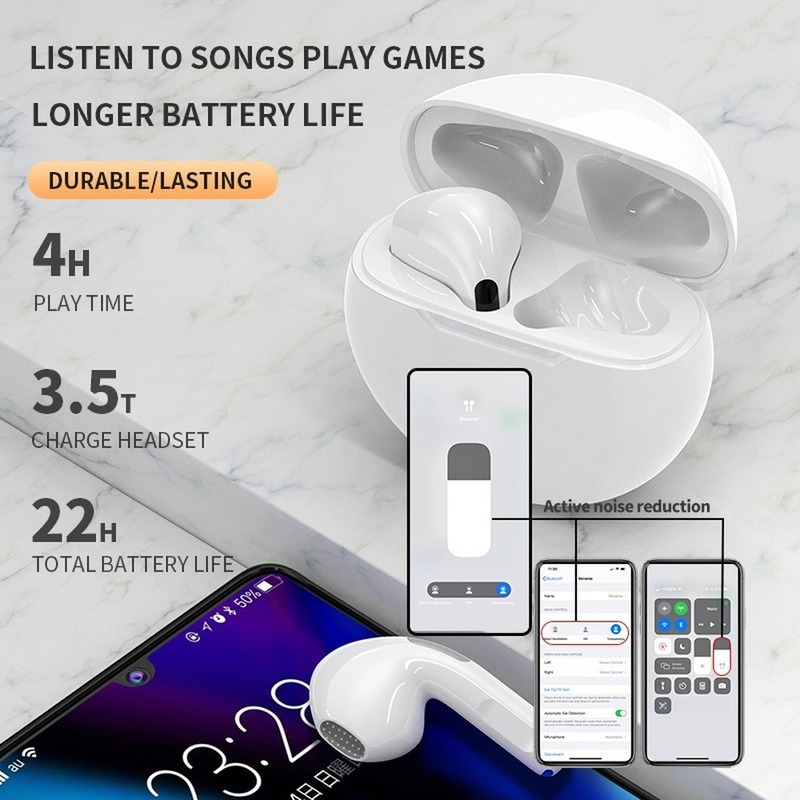 Pro6 gốc TWS Touch Điều khiển không dây Bluetooth 5.0 Tai nghe Thể thao Tai nghe nhạc tai nghe cho iPhone Xiaomi điện thoại Tai nghe