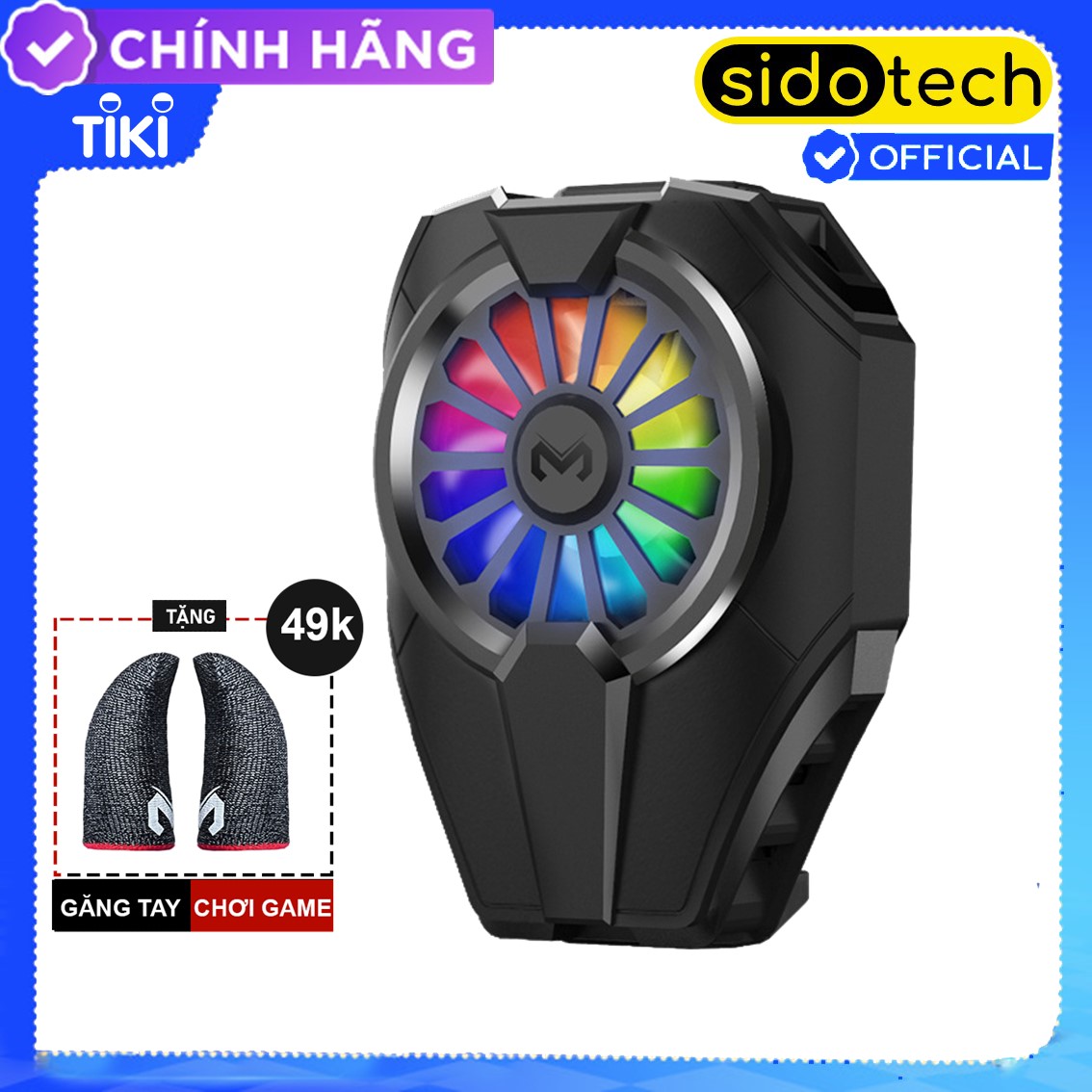 Quạt tản nhiệt điện thoại gaming sò lạnh Sidotech DL06 Version 6 màn hình LED hiển thị pin giảm nhiệt độ nhanh chuyên dụng khi chơi game Pubg FF Liên Quân Mobile Tốc Chiến phù hợp mobile Android IOS - Hàng chính hãng