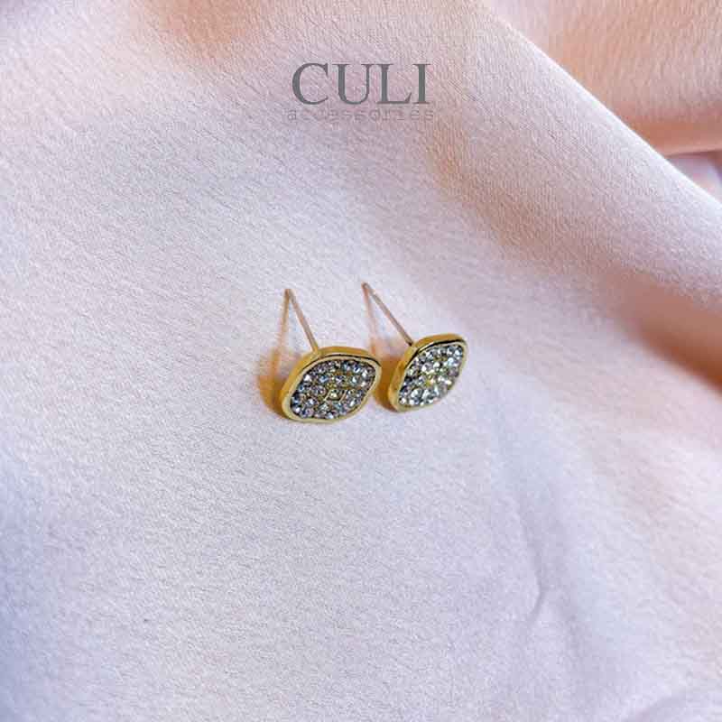 Khuyên tai hình vuông đính đá zircon, thời trang, sang trọng HT681 - Culi accessories