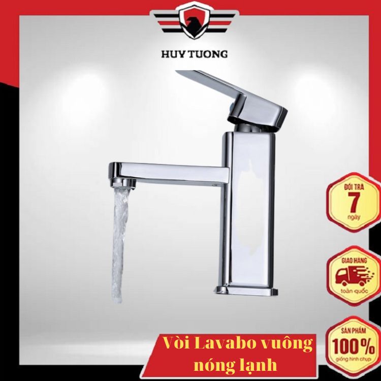 VÒI LAVABO VUÔNG NÓNG LẠNH INOX 304