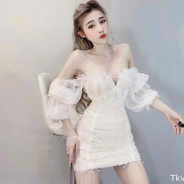 Đầm ren nhún hai lớp mặc hai kiểu sexy cho nàng đi chơi dạo phố dự tiệc