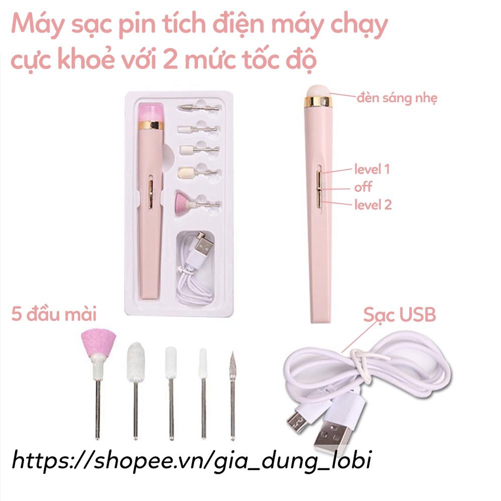 Máy mài móng Finishing Touch Máy dũa móng tay làm nail chuyên nghiệp 5 đầu mài có đèn led loại sạc điện