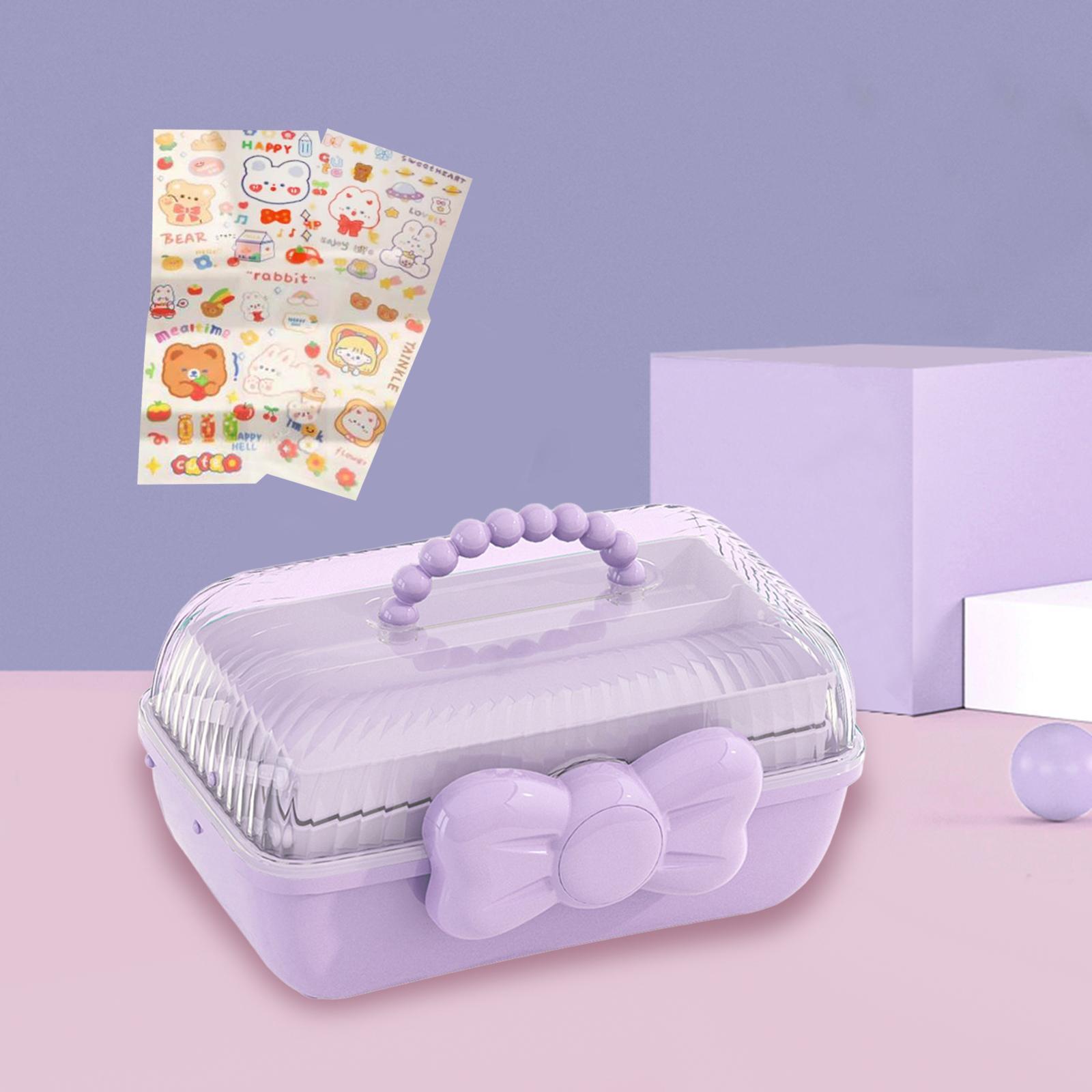 3 Layer Multipurpose Storage Box Hair Accessories Organizer for Girls, Portable Hair Bow Holder ,Cosmetics Supplies Storage Box for Hair Clips