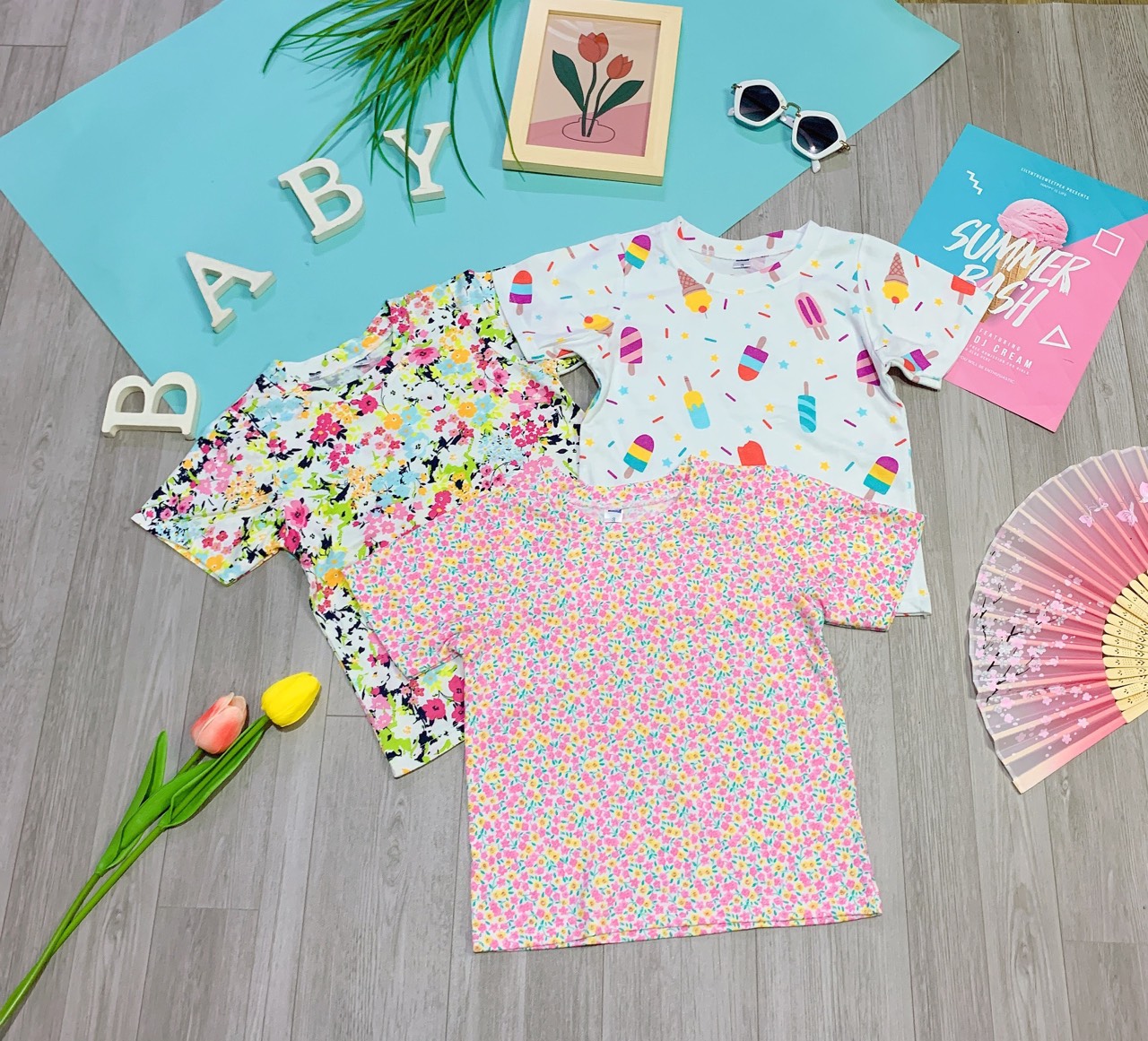 Áo Bé Gái Combo 3c cotton xuất mềm mát co giãn 8-28kg