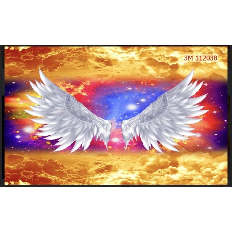 Tranh dán tường đôi cánh thiên thần trang trí quán cafe. tranh in vải lụa