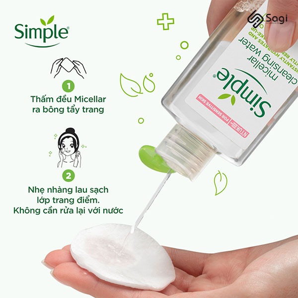 Tẩy trang Simple Micellar 200ml làm sạch