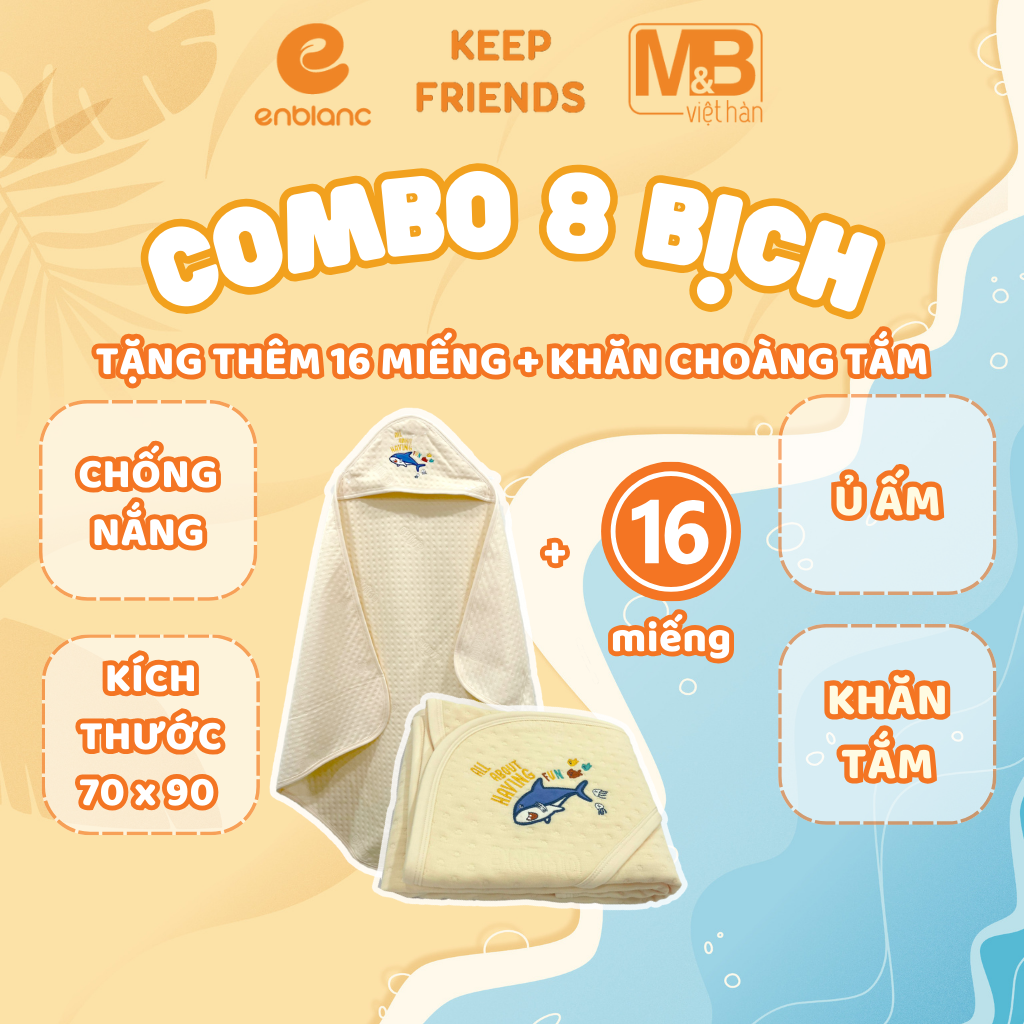 Combo 8 Bịch Tã Quần ENBLANC KEEP FRIENDS Cho Bé Size L26,XL22,XXL18 Chống Tràn, Thấm Hút Nhanh, Mỏng Nhẹ