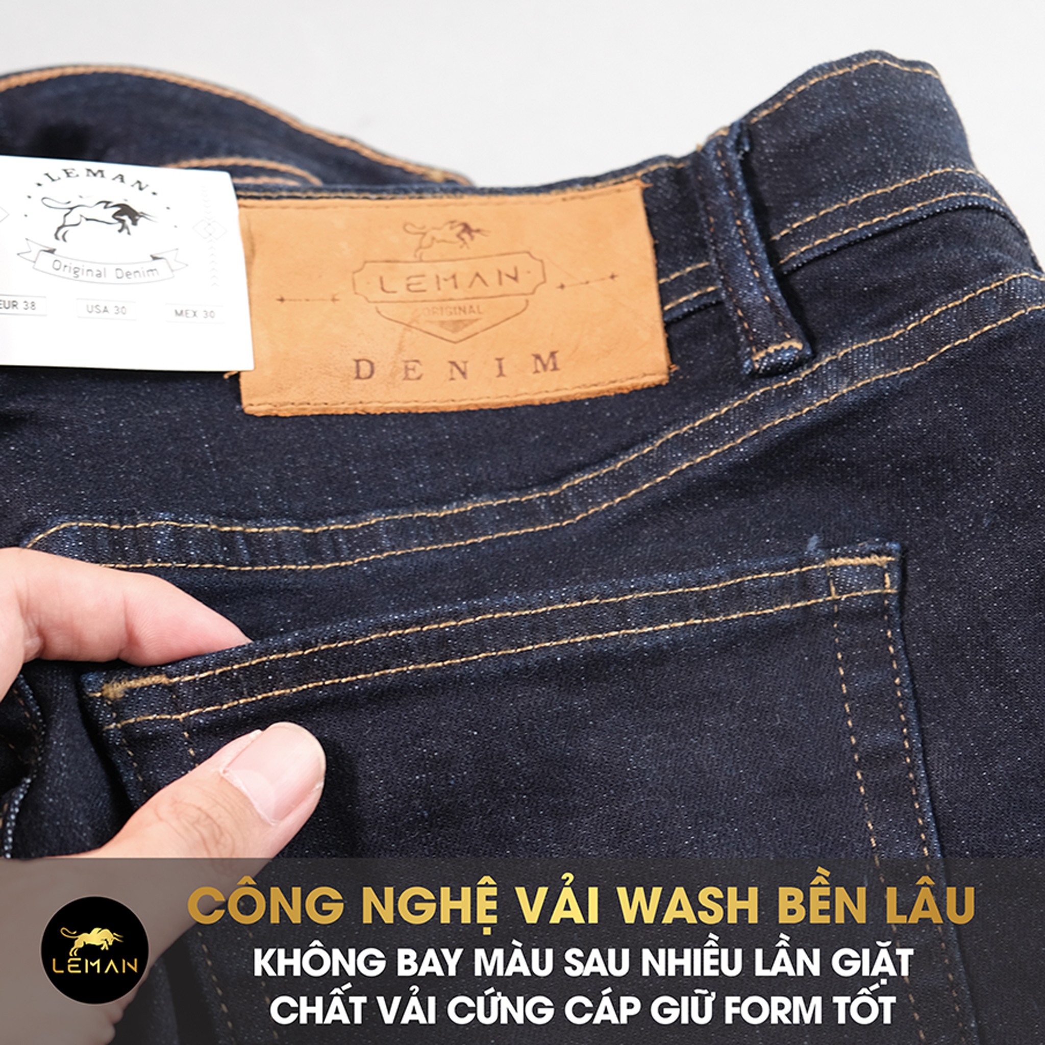 Quần Short Jean nam Leman xanh trơn JL04 - Slim Form