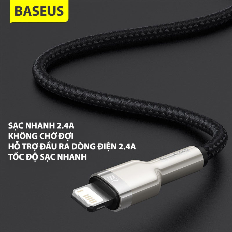 Cáp sạc nhanh,siêu bền Baseus Cafule Metal Series dùng cho iPhone/ iPad (2.4A, USB A to Fast charge Cable ) -  Độ ổn định cao - Siêu bền - Hàng chính hãng