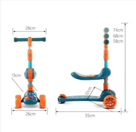 Xe trượt scooter có nhạc có đèn kiêm xe chòi chân 2 trong 1,dễ sử dụng, khả năng chống trượt mạnh