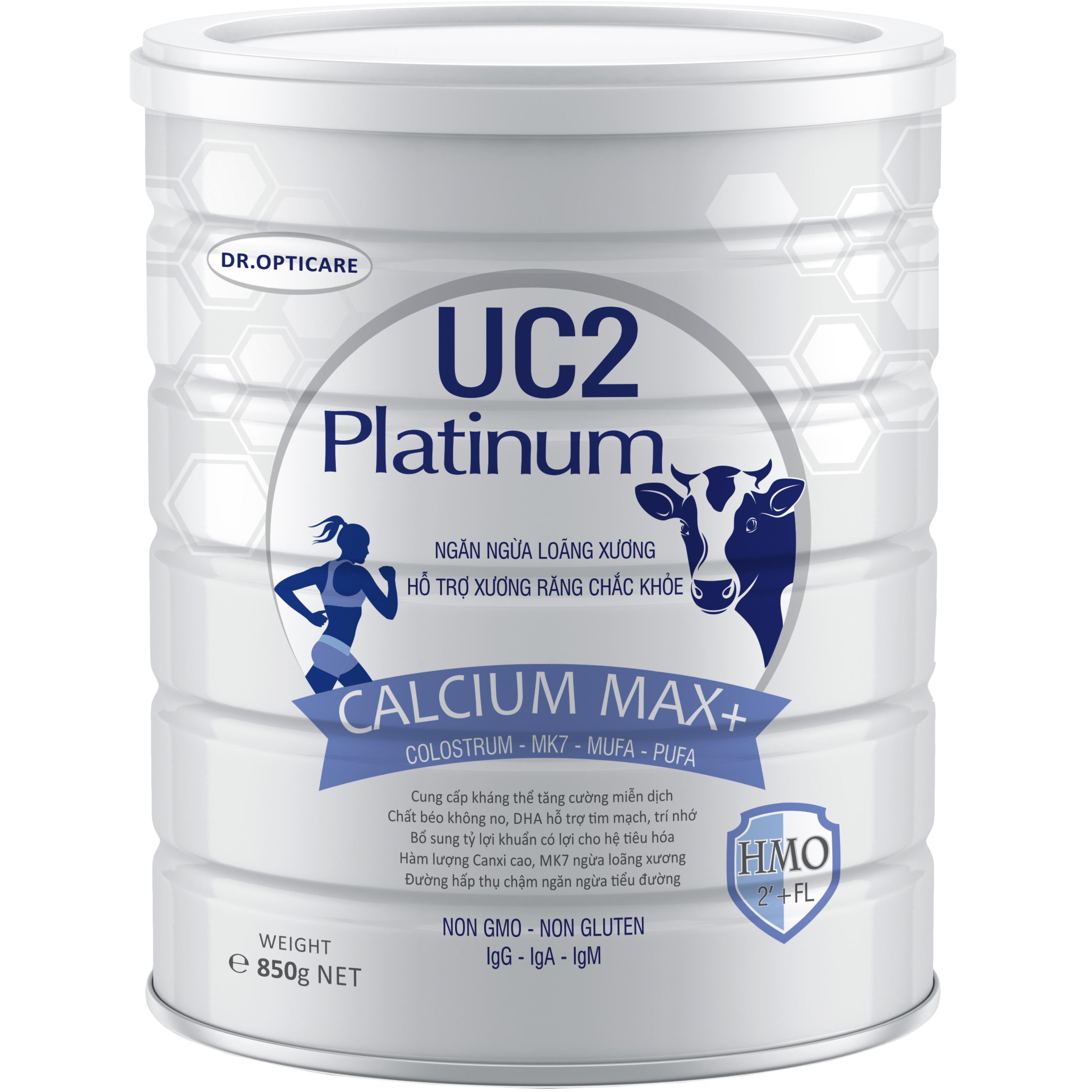 Sữa bột UC2 Platinum Calcium Max + 850g (bổ sung Colostrum, Canxi ngăn ngừa loãng xương)