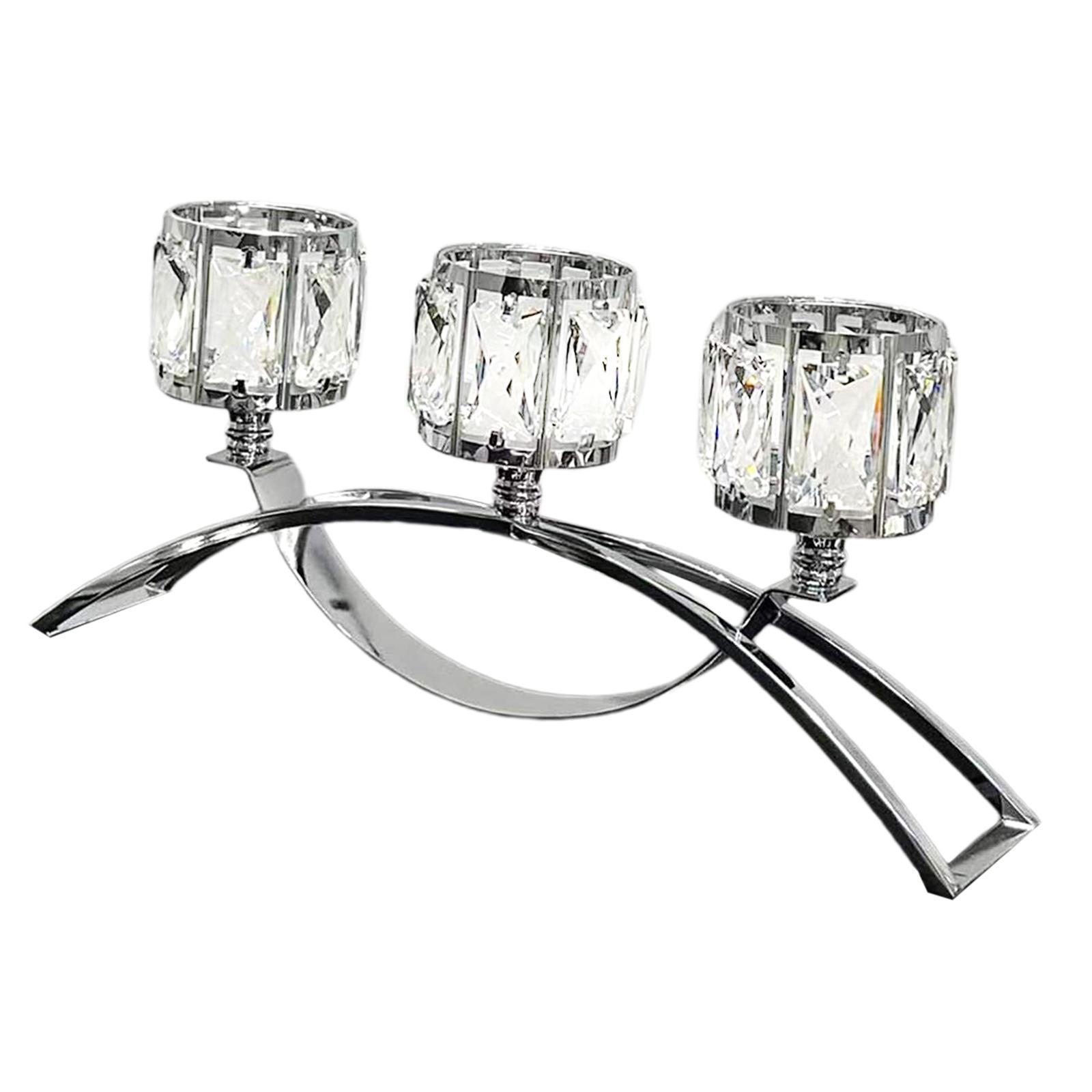 Tea Light Candle Holder 3 Arms Glass Bowl Tealight Candelabra for Cafe Decor
