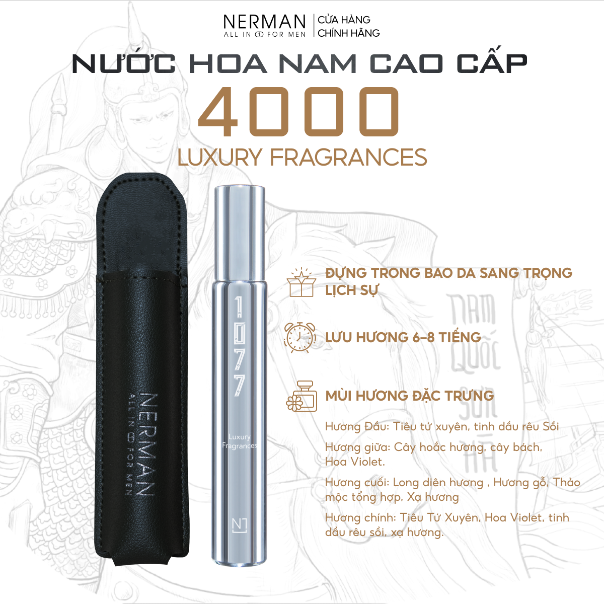 Nước hoa nam chính hãng Nerman - hương thơm nhẹ nhàng, tinh tế thu hút nữ giới, phù hợp đi hẹn hò, đi chơi, đi làm lưu hương tới 8h 10ml