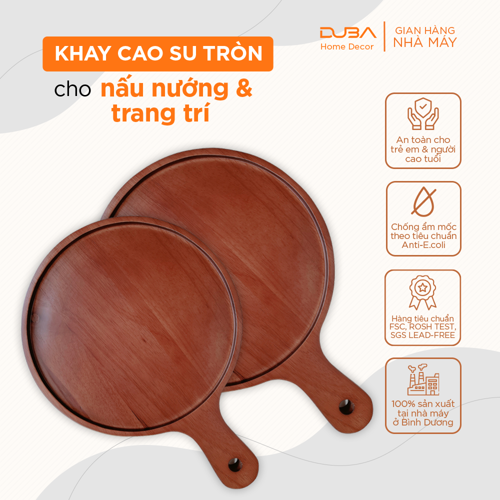 Khay gỗ tròn, thớt có tay cầm, khay gỗ lớn đựng đồ ăn màu óc chó hàng Master Chef - đạt tiêu chuẩn xuất Mỹ