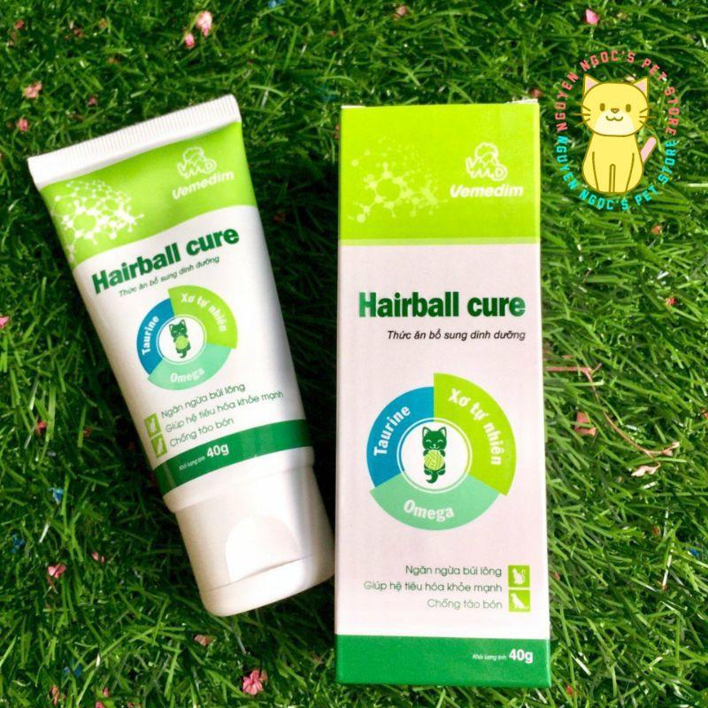 Hairball Cure Vemedim - Gel dinh dưỡng ngăn ngừa búi lông, hỗ trợ điều trị táo bón cho chó mèo tuýp 40g