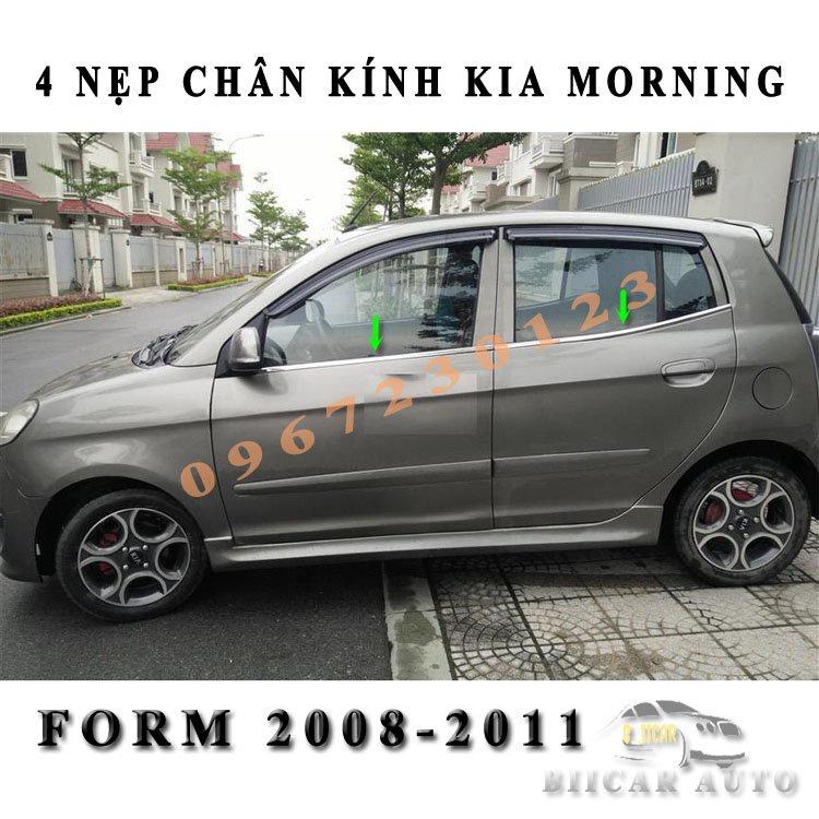 Bộ 4 Nẹp Chân Kính Phụ Kiện Trang Trí Ô tô Kia Morning 2007-2020 Inox 304