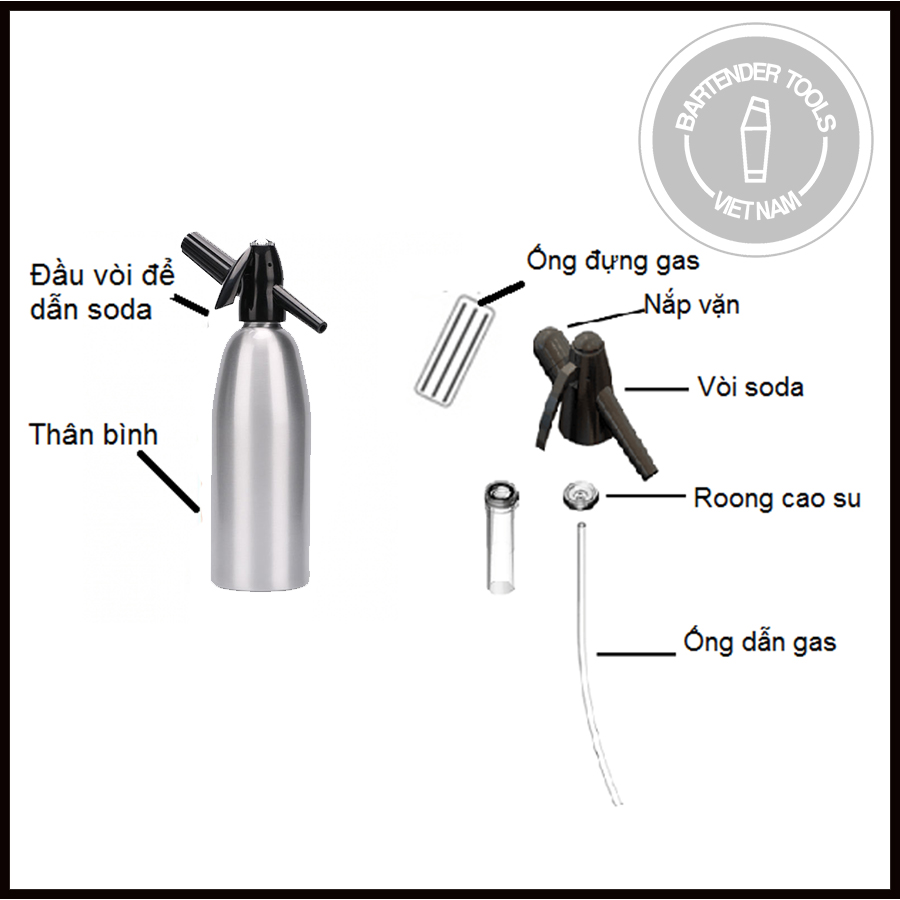 Bình xịt soda Siphon 1L | Dụng cụ bartender
