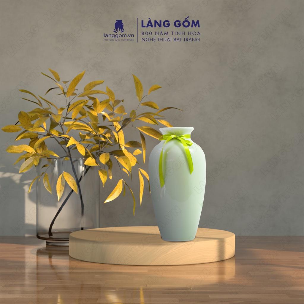 Bình hoa, lọ hoa Gốm sứ Bát Tràng cao cấp Men ngọc phích long dùng làm quà tặng, trang trí - Làng Gốm Bát Tràng