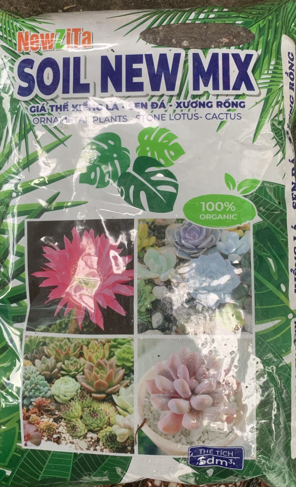 Giá thể kiểng lá sương rồng sen đá Soil New mix túi 5 lít nặng khoảng 1.3kg
