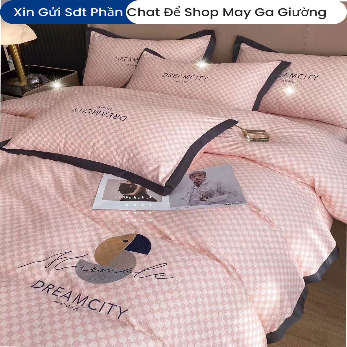 Bộ Chăn Ga Gối Đệm Phi Lụa Tencel Dream City Home Drap Giường Phi Bóng Cao Cấp Bo Chun Drap Chăn Chần Bông