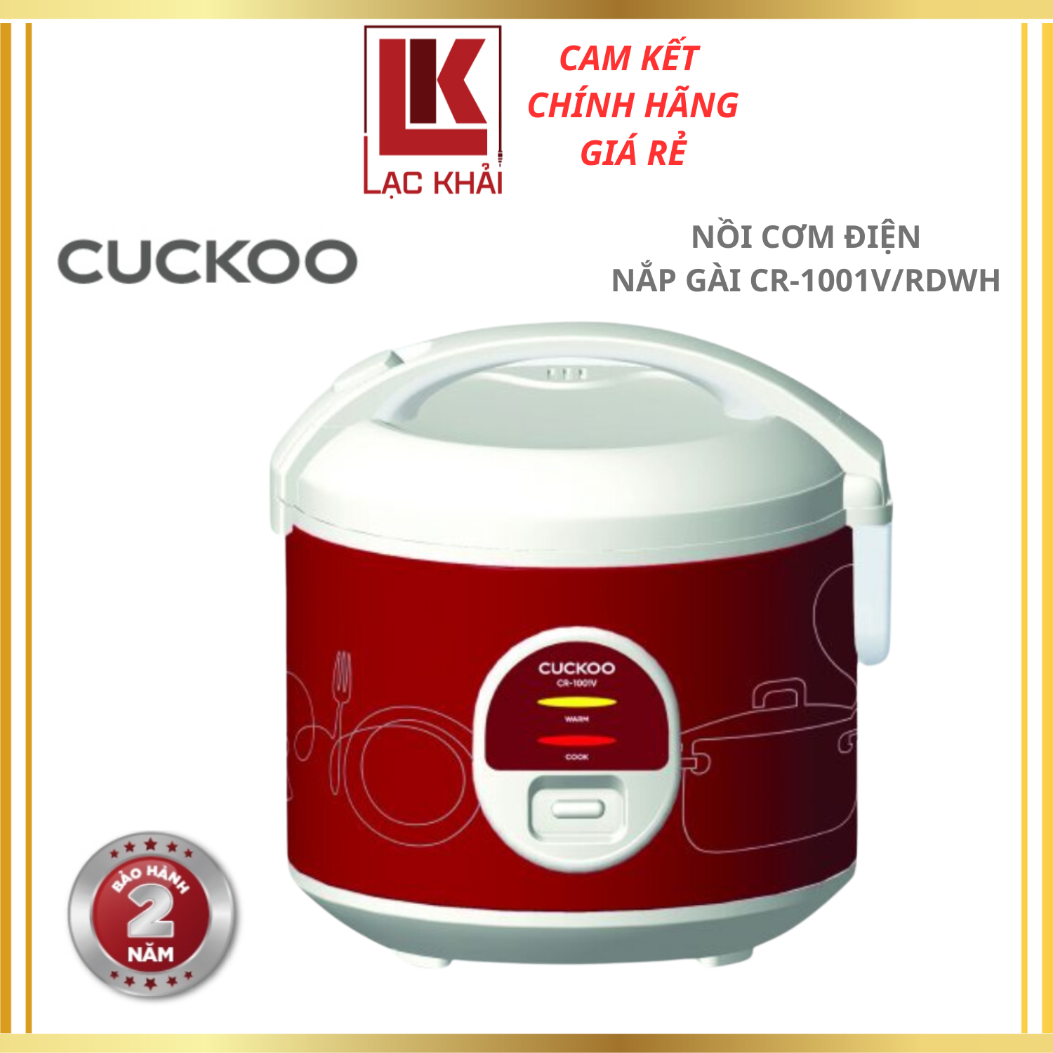 Hình ảnh Nồi cơm điện nắp gài Cuckoo CR-1001V/RDWH, 1.8L, Hàng chính hãng - Bảo hành 24 tháng