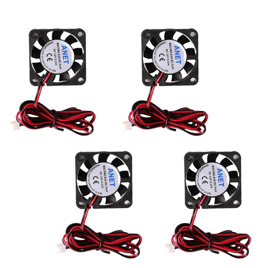 4Pcs silent 12V 40mmx40mmx10mm 4010 DC Brushless Cooling Fan for 3D Printer