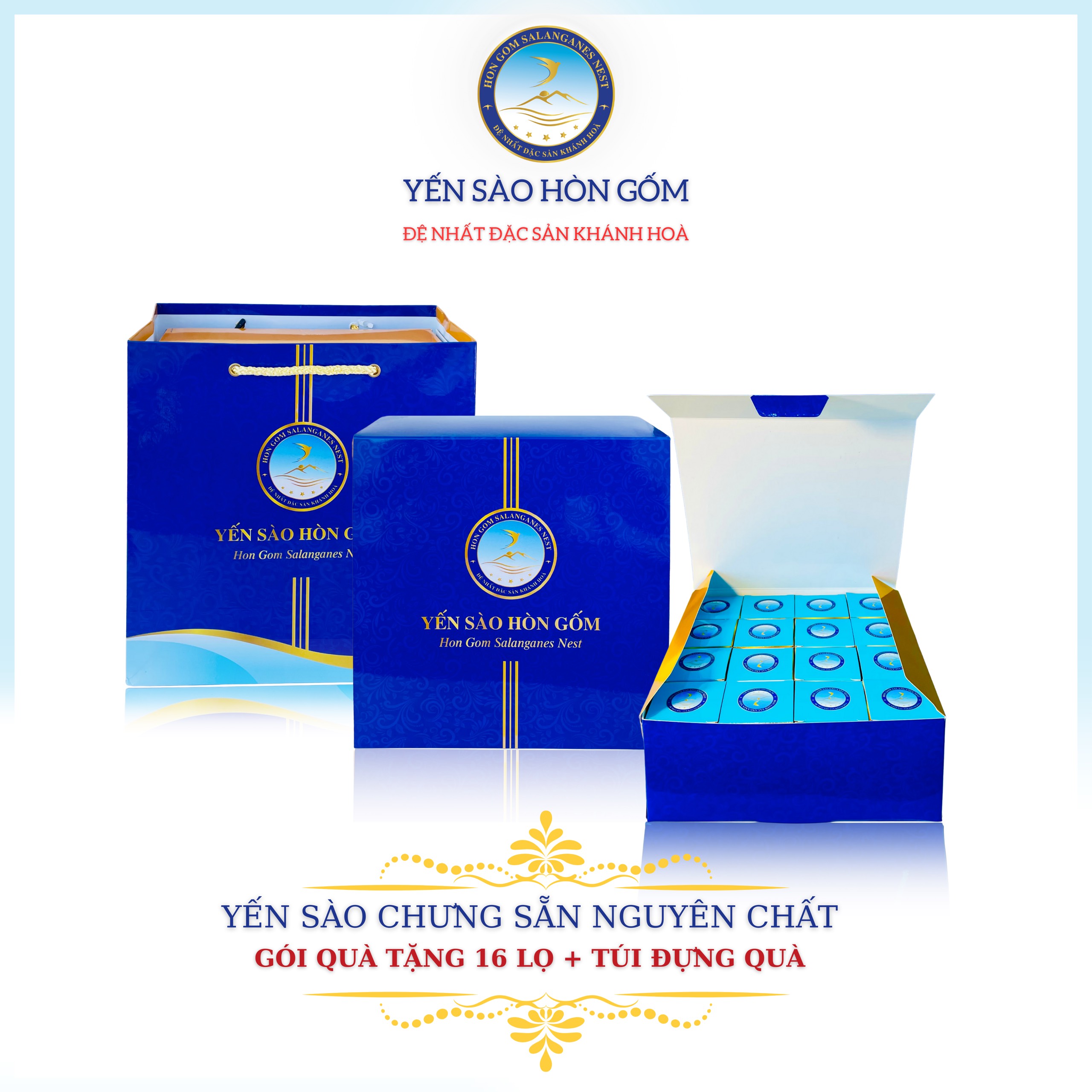 [Gói quà tặng 16 lọ] Nước Yến Sào Dành Cho Trẻ Em - Yến Sào Hòn Gốm Chính Hiệu Khánh Hoà - H G SALANGANES NEST