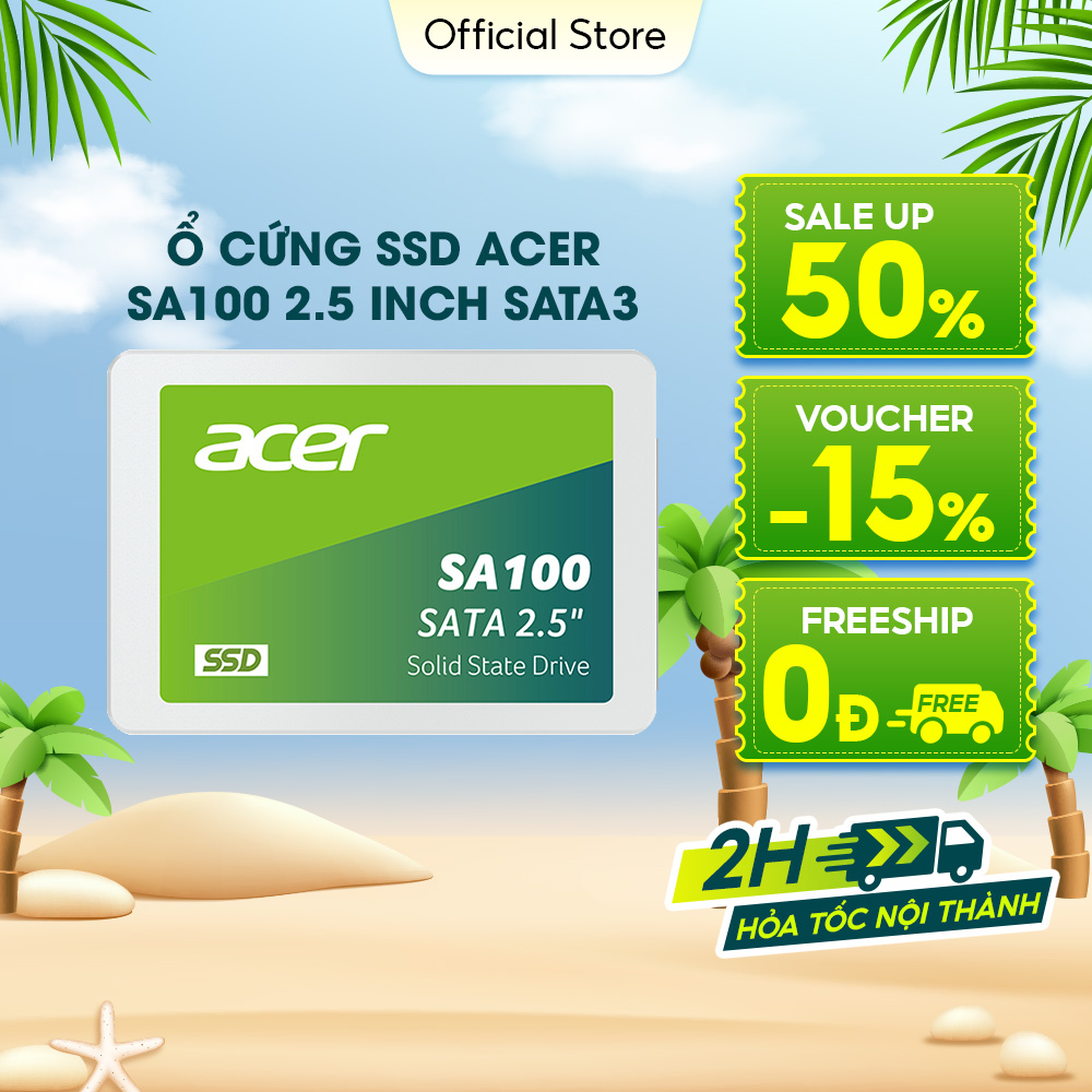 Ổ cứng SSD Acer SA100 SATA 3 3D NAND 120GB - 1920GB - Hàng chính hãng