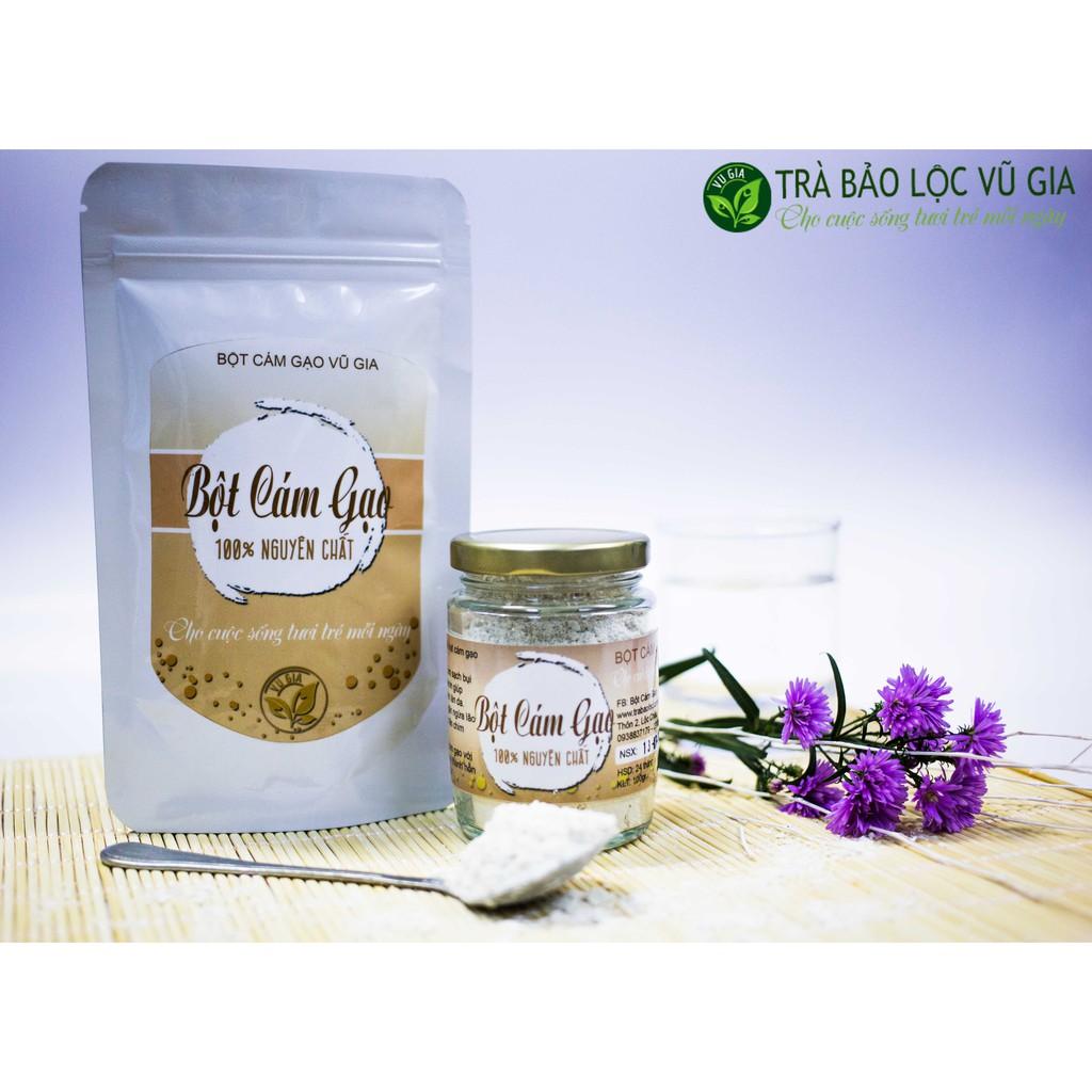 Bột Trà Xanh + Bột Cám Gạo Nguyên Chất Vũ Gia (100g/ hũ) + Tặng 5 mặt nạ giấy tiện lợi