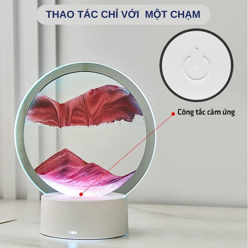 Tranh cát 3D chuyển động đế đèn led cảm biến đổi màu, tranh cát chảy nghệ thuật làm đèn ngủ 3 chiều decor trang trí phòng ngủ quà tặng cao cấp