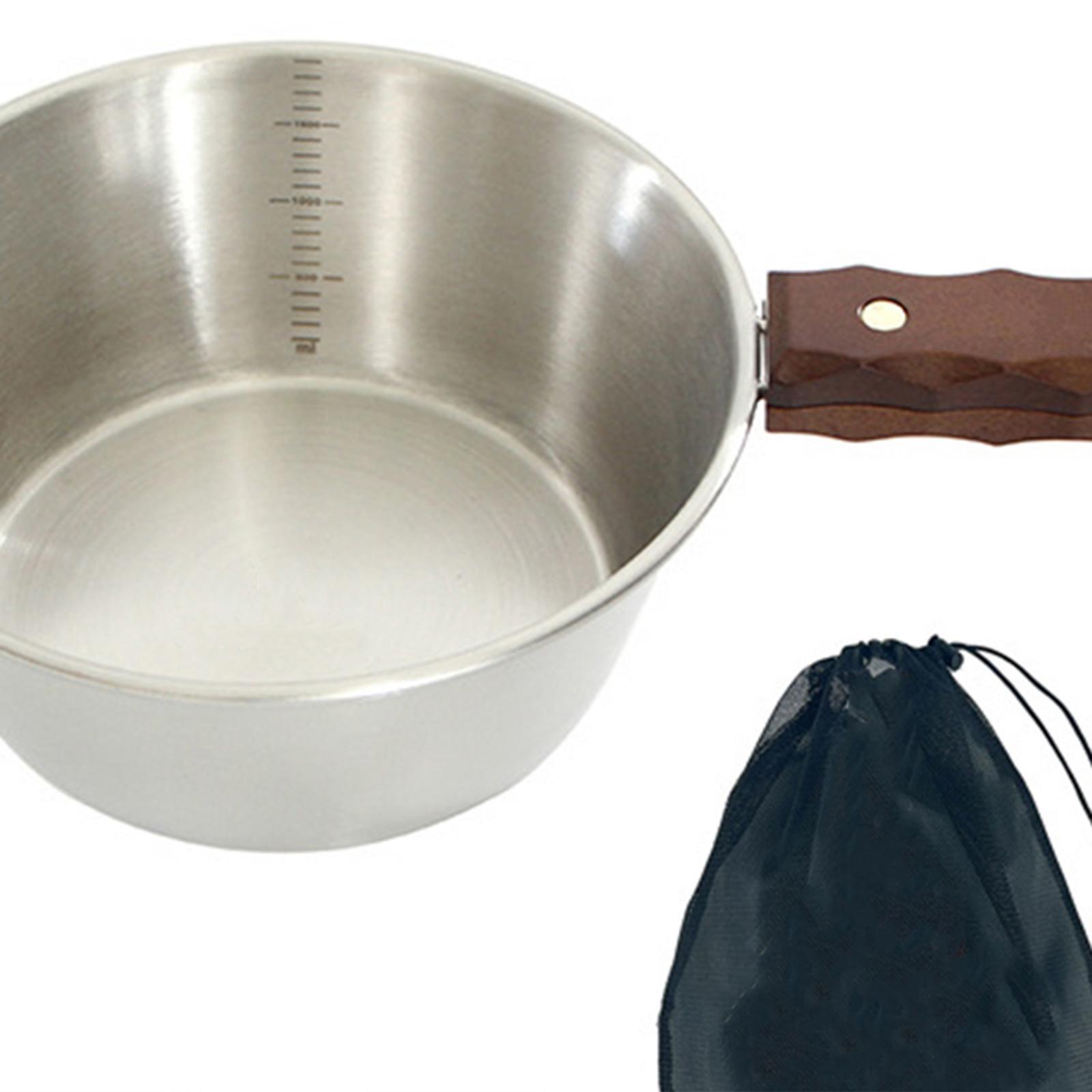 Camping Bowl Outdoor Bowl with Carry Bag with Wooden Handle Cookware Camping Cup Picnic Tableware for Fishing Trekking Travel Cookout Hiking