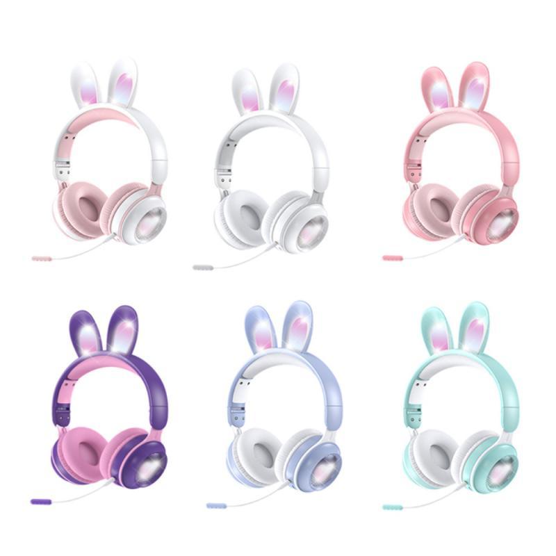 2021 Mới Thỏ Tai Bluetooth Không Dây-Tai Nghe Tương Thích Nữ Có Thể Gập Lại Thẻ Dạ Quang Hoạt Hình Điện Thoại Di Động Máy Tính Tai Nghe