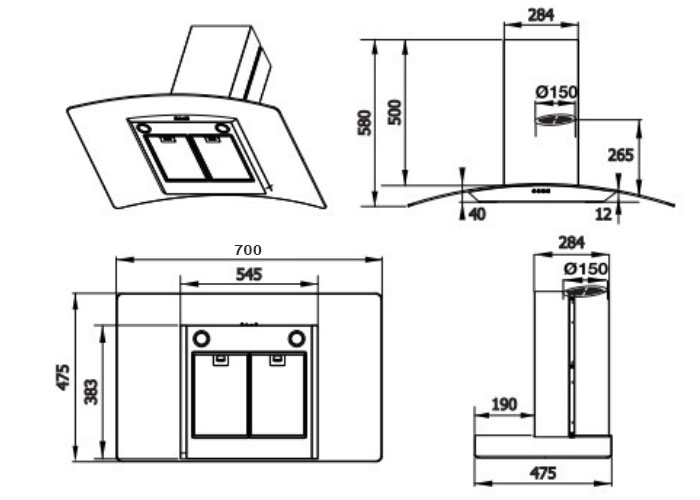 Máy Hút Mùi Kính Cong Canaval CA-8870SĐiều Khiển Nút Cơ 3 Tốc Độ, Động Cơ Tuabin Bằng Đồng Nguyên Chất, Lưu Lượng Hút 1000m3/h - Hàng Chính Hãng