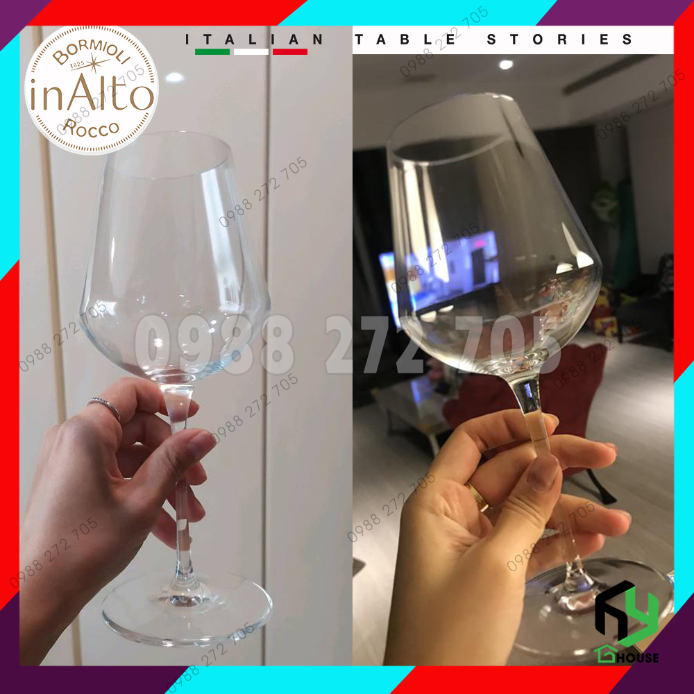 Ly uống rượu vang đỏ, vang trắng cao cấp thủy tinh, wine glass Inalto 470ml - Bormioli Rocco