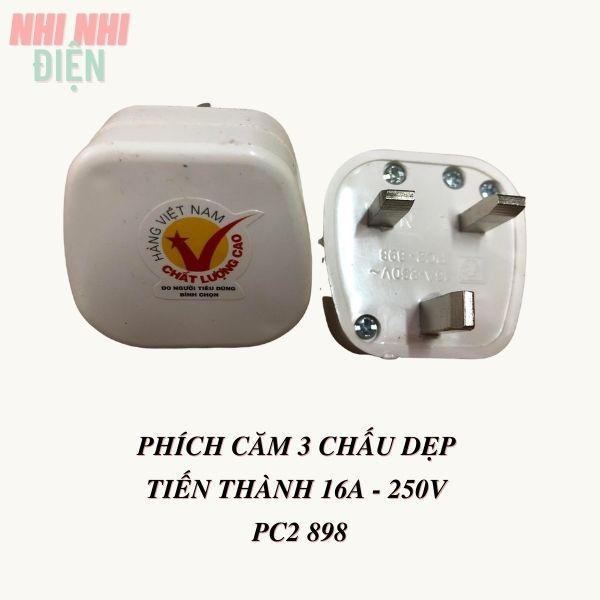 Phích cắm điện 3 chấu dẹp Tiến Thành chân vuông 16A- 250V PC2 898 nhinhi_dientu