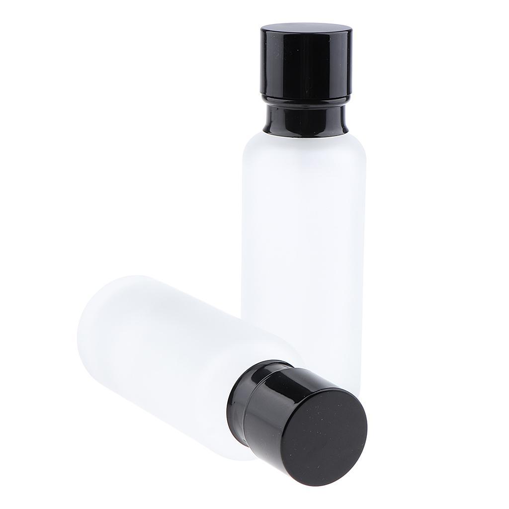 2x Empty Glass Makeup Container Lotion Cream Jar Pump Bottle Case for Travel