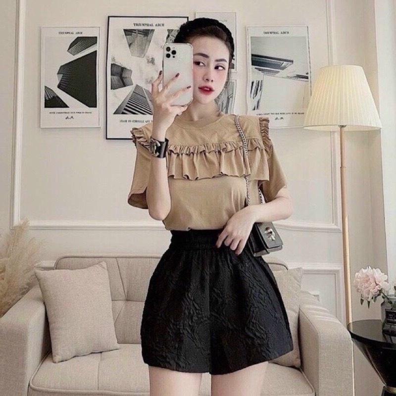 Quần Short Đùi Nữ Dập Nổi 3D Xốp Phồng CHIPY Cao Cấp Short Ống Rộng Sọt Lưng Thun Cạp Cao Sooc Ngắn Unisex Trắng Đen Xám