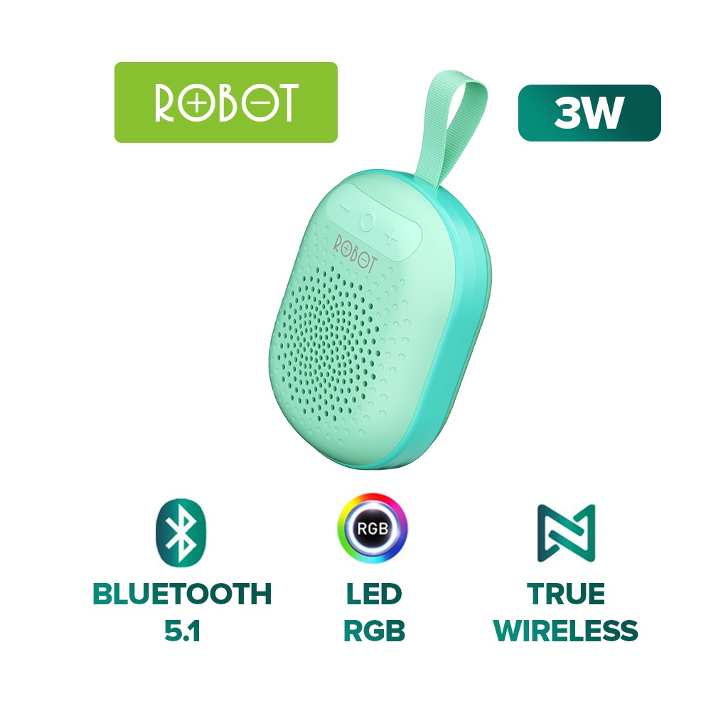 Loa Bluetooth Mini ROBOT RB20 Công Suất 3W Thời Gian Chơi Nhạc Lên Đến 5H - Hàng Chính Hãng