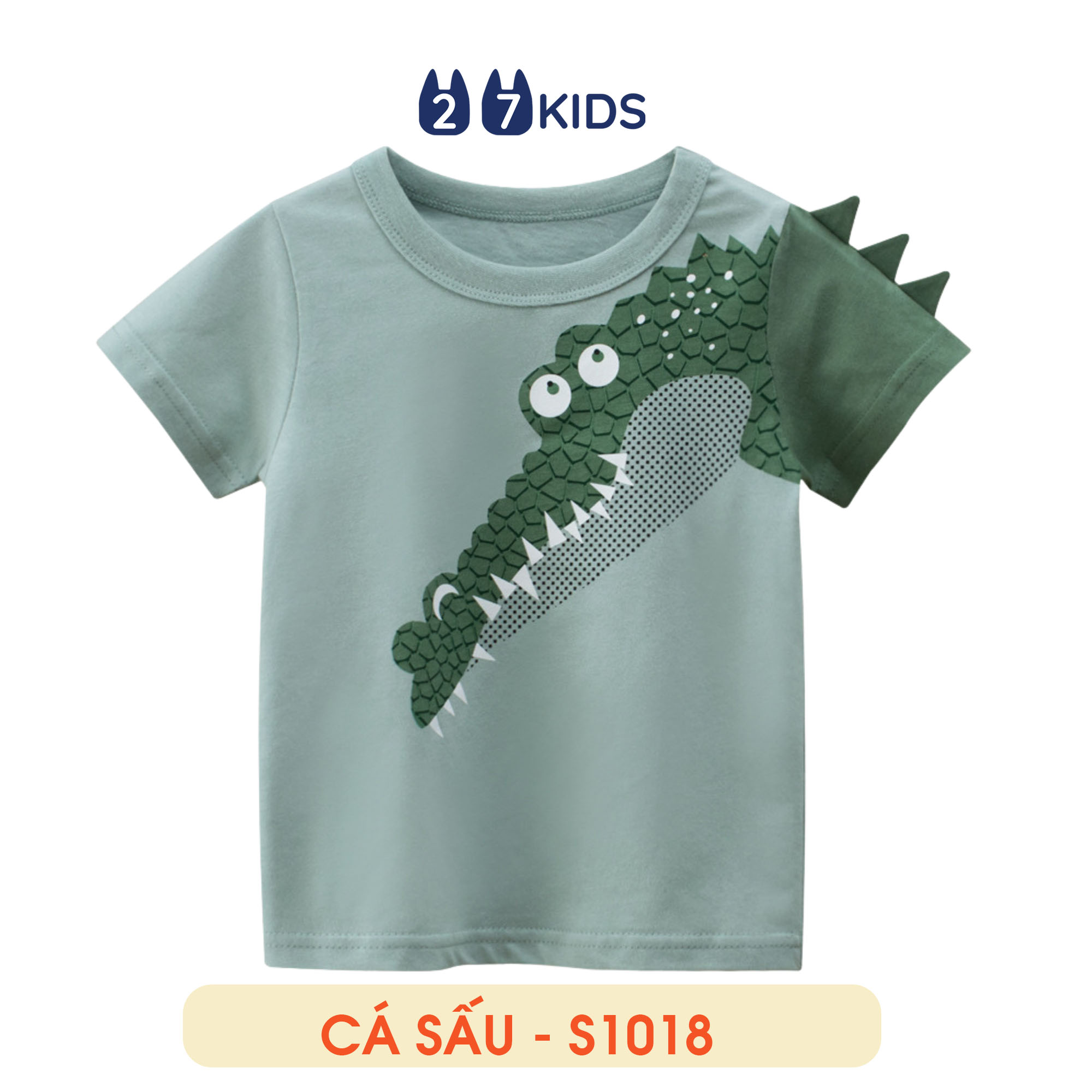 Áo thun bé trai 27Kids áo cộc cho bé họa tiết cá sấu chất cotton 100% S1018