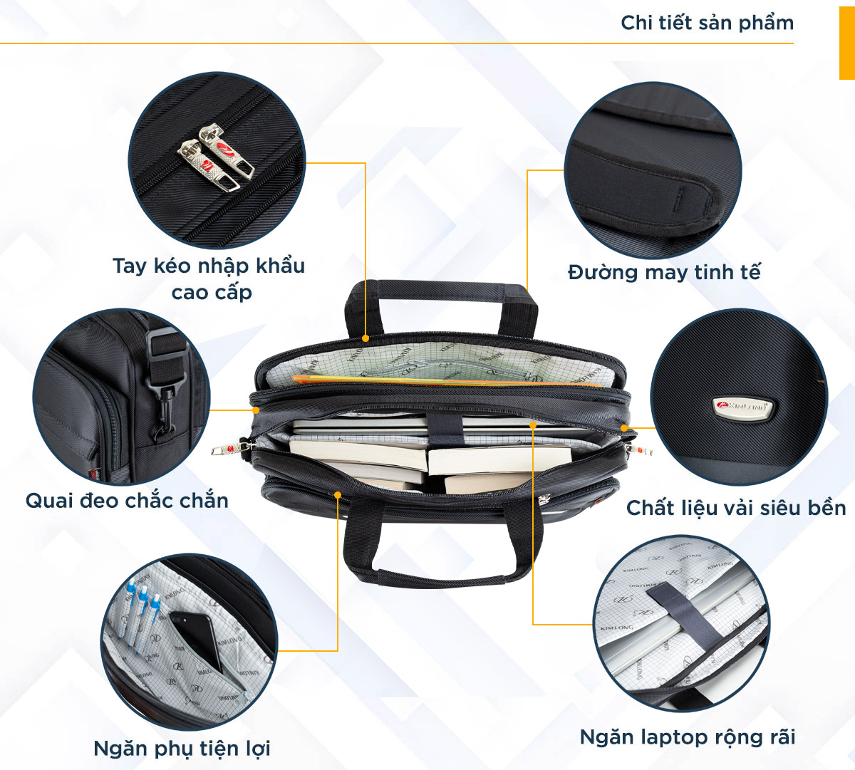 Cặp đa năng nhiều ngăn KL màu đen - - 735NBLKL016