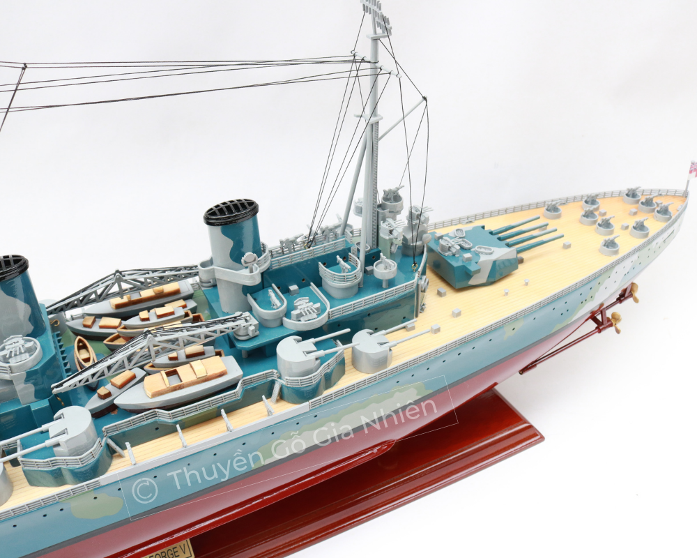 Mô Hình Thuyền Gỗ Phong Thủy Dạng Thuyền Chiến HMS KING GEORGE V Chính Hãng Hàng Xuất Khẩu Chất Lượng Cao