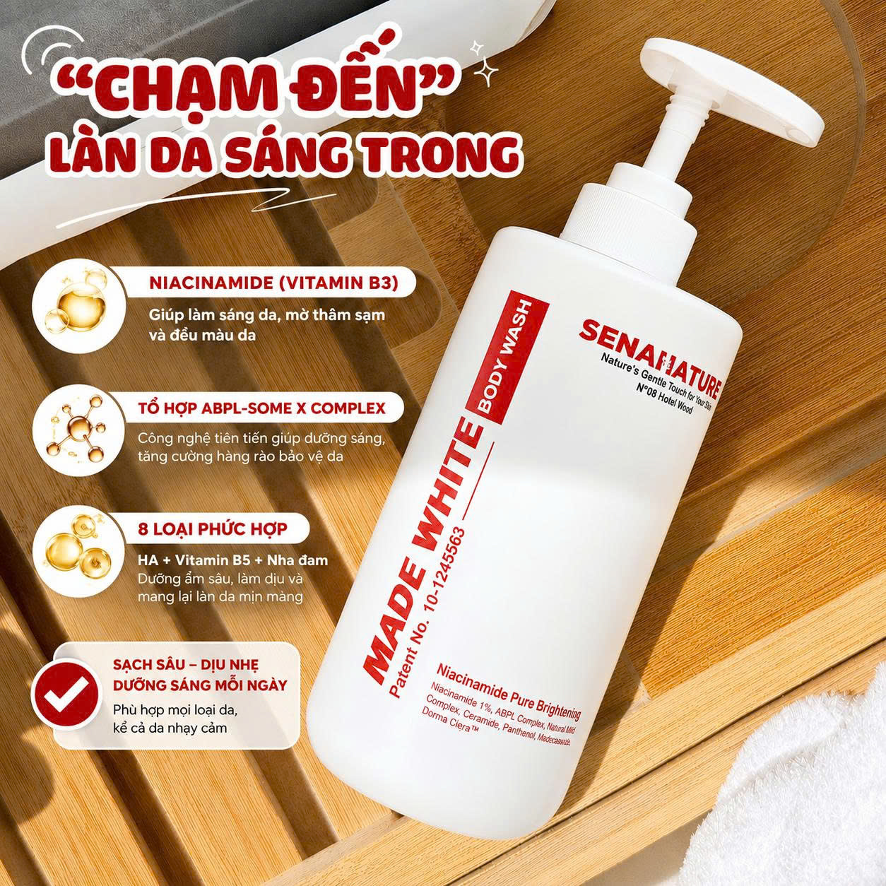 (Set quà tặng) Sữa tắm trắng da senanature made white body wash 500ml - hạn 2028 Hàn Quốc sữa tắm trắng da senanature
