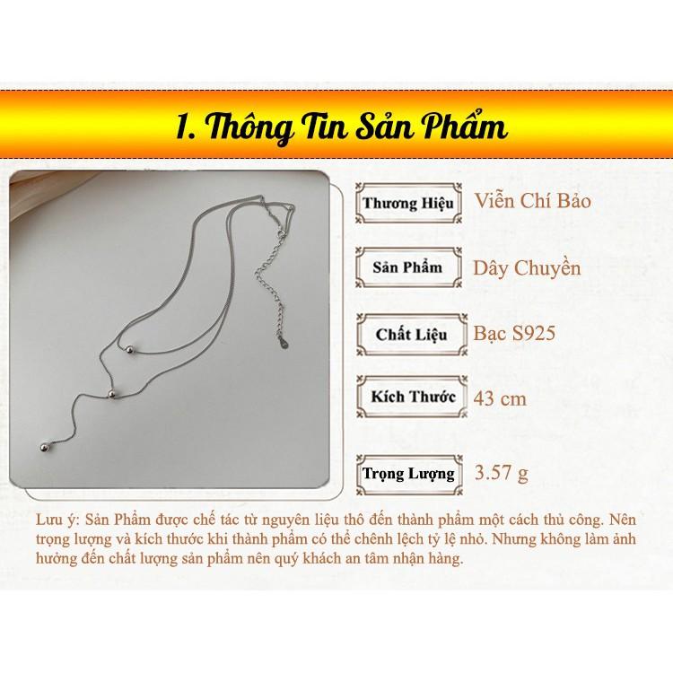Dây chuyền Choker 2 lớp đính bi tròn sang chảnh Vòng cổ bạc nữ S925