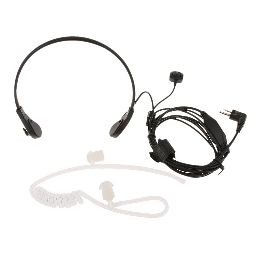 Throat Mic Covert Acoustic Tube Earpiece Headset With Finger Ptt Compatible For 2 Pin Two Way Radio Walkie Talkie Motorola P88, Cp040. Cp100, Cp110, Cp125, Cp150, Cp200, Cp250, Cp300