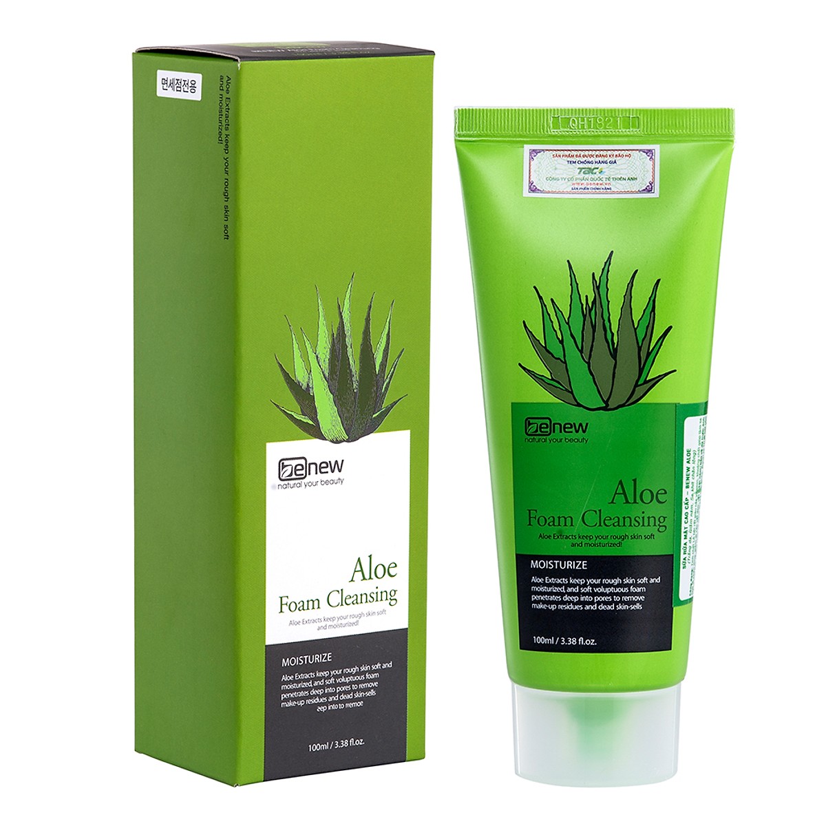 Sữa rửa mặt Benew Aloe Foam Cleansing tinh chất Lô Hội cấp ẩm ngừa mụn (100ml) – Hàng Chính Hãng [ Tặng dây cột tóc nơ - màu ngẫu nhiên ]