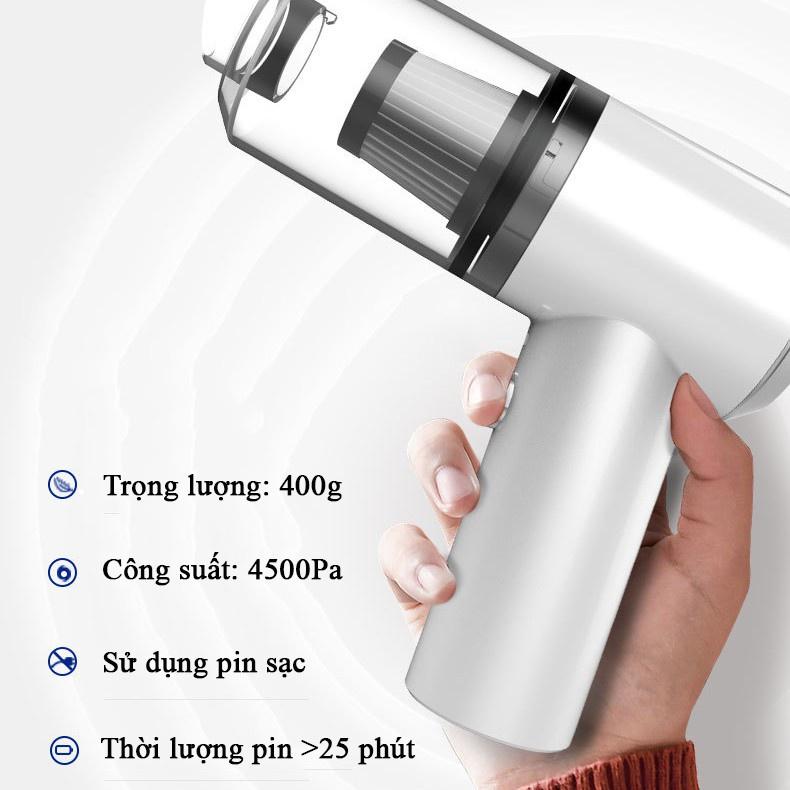 Máy Hút Bụi Cầm Tay Mini Không Dây Đa Năng - Hút Bụi Mini Ô Tô, Giường Nệm, Lông Chó Mèo