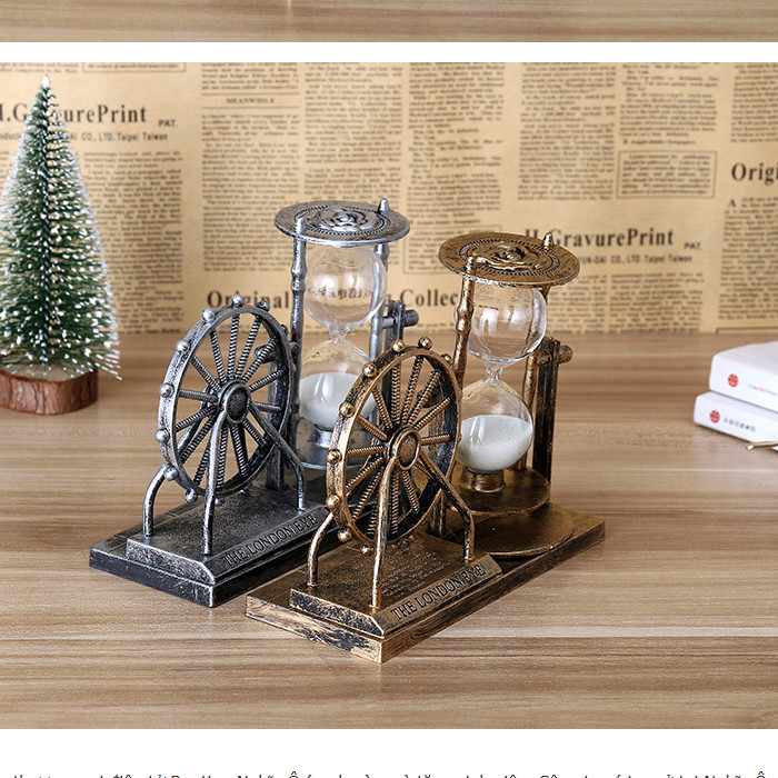 Đồng hồ cát bánh xe Ferris phong cách cổ điển, sang trọng - vật dụng trang trí bàn làm việc 
